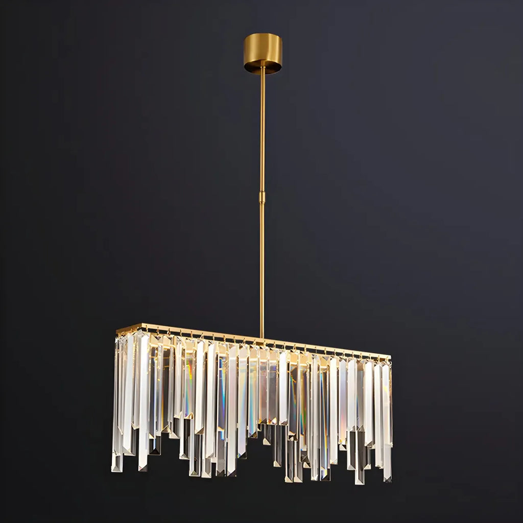 Lustre géométrique en cristal doré pour salle à manger