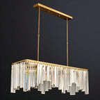 Lustre géométrique en cristal doré pour salle à manger