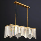Lustre géométrique en cristal doré pour salle à manger