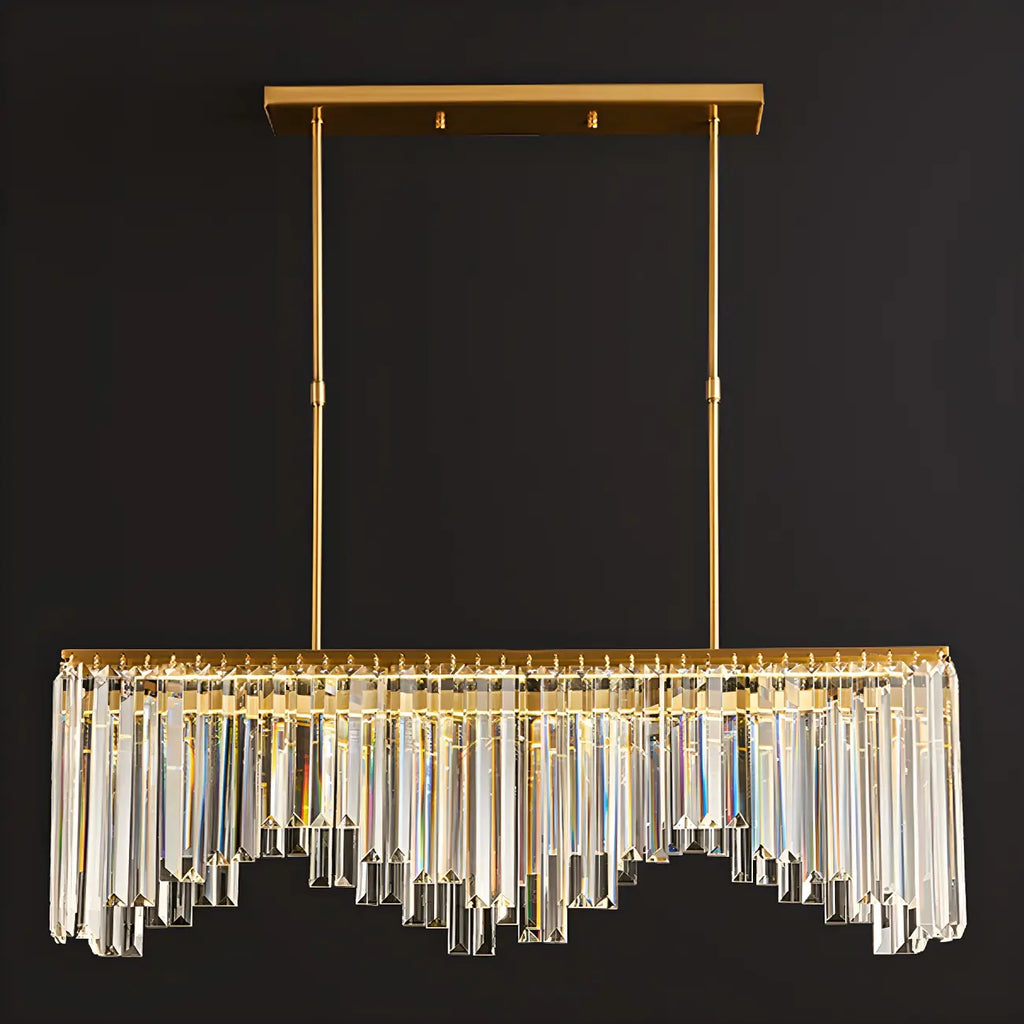Lustre géométrique en cristal doré pour salle à manger