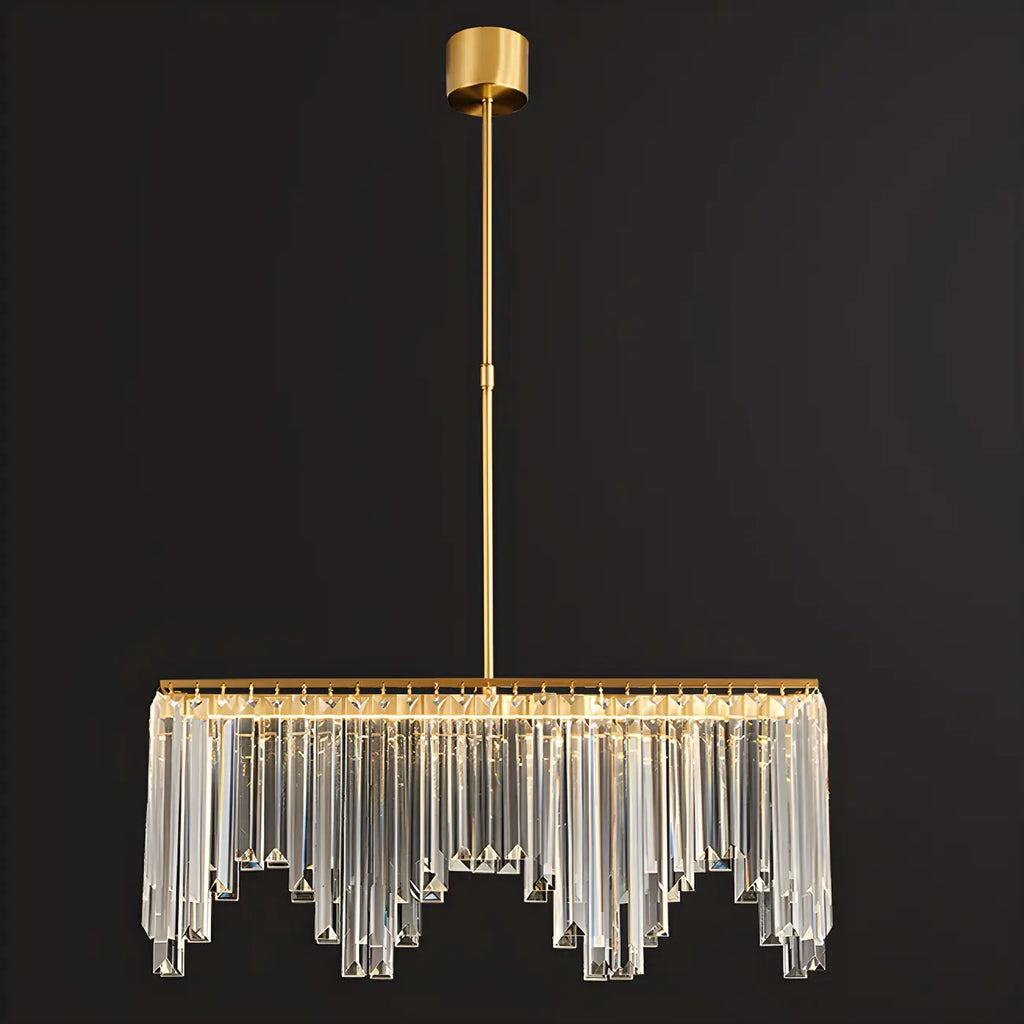 Lustre géométrique en cristal doré pour salle à manger