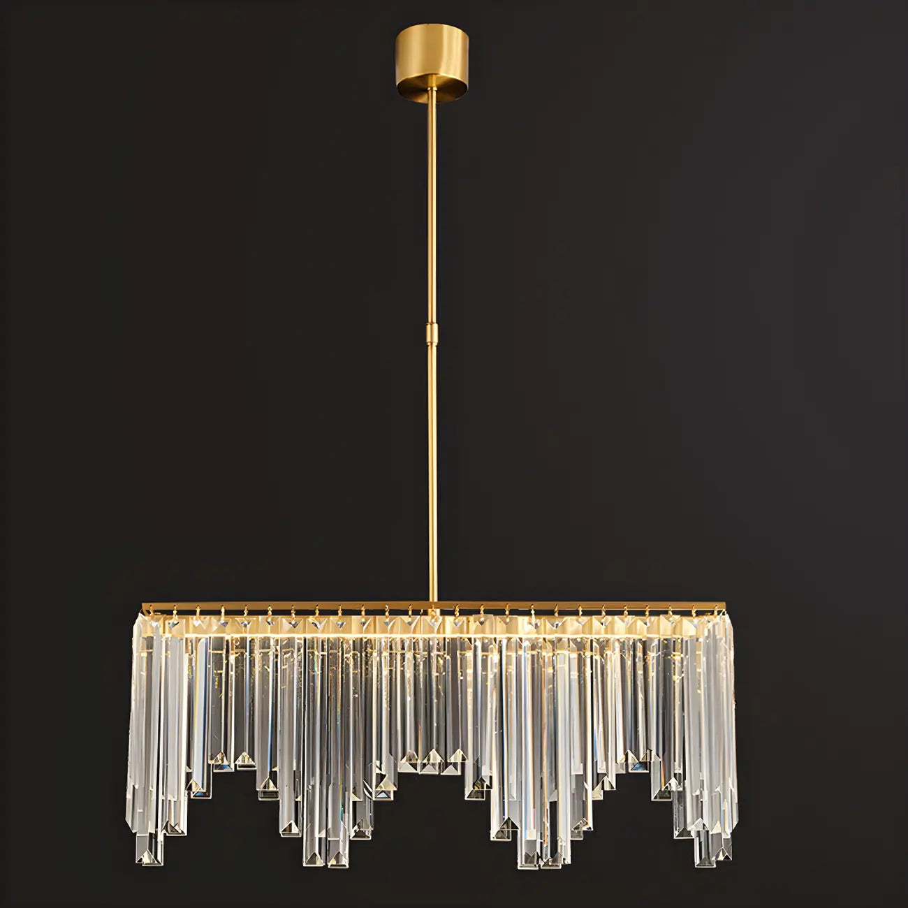 Lustre géométrique en cristal doré pour salle à manger