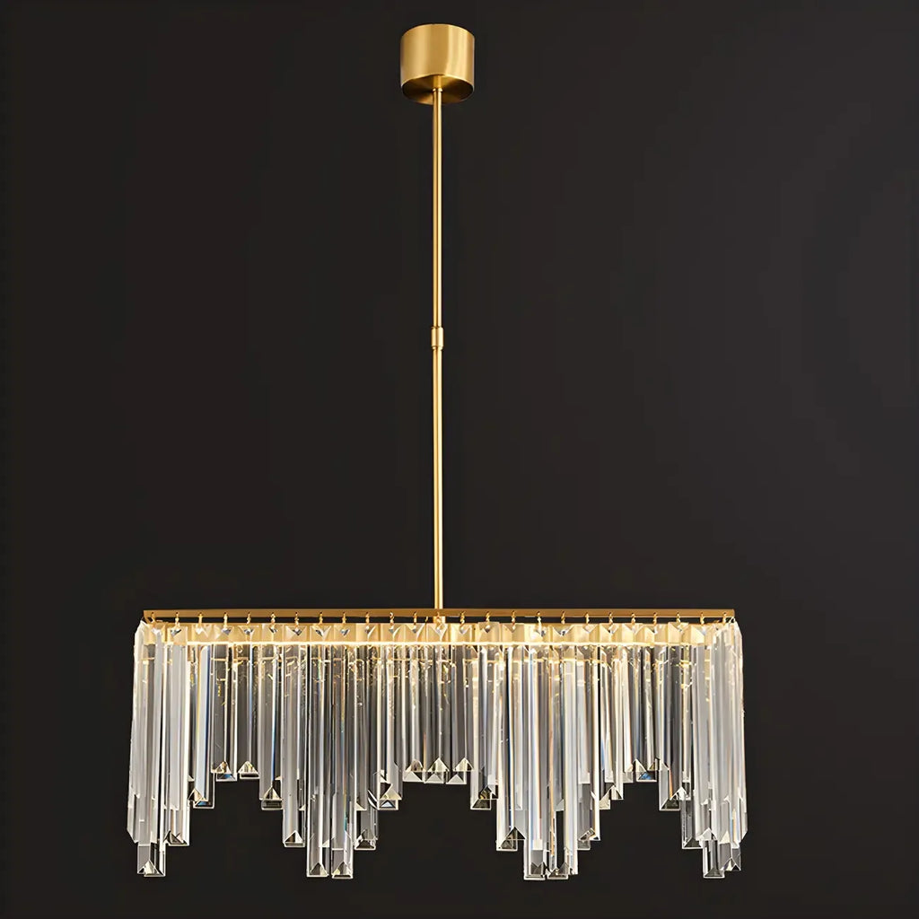 Lustre géométrique en cristal doré pour salle à manger