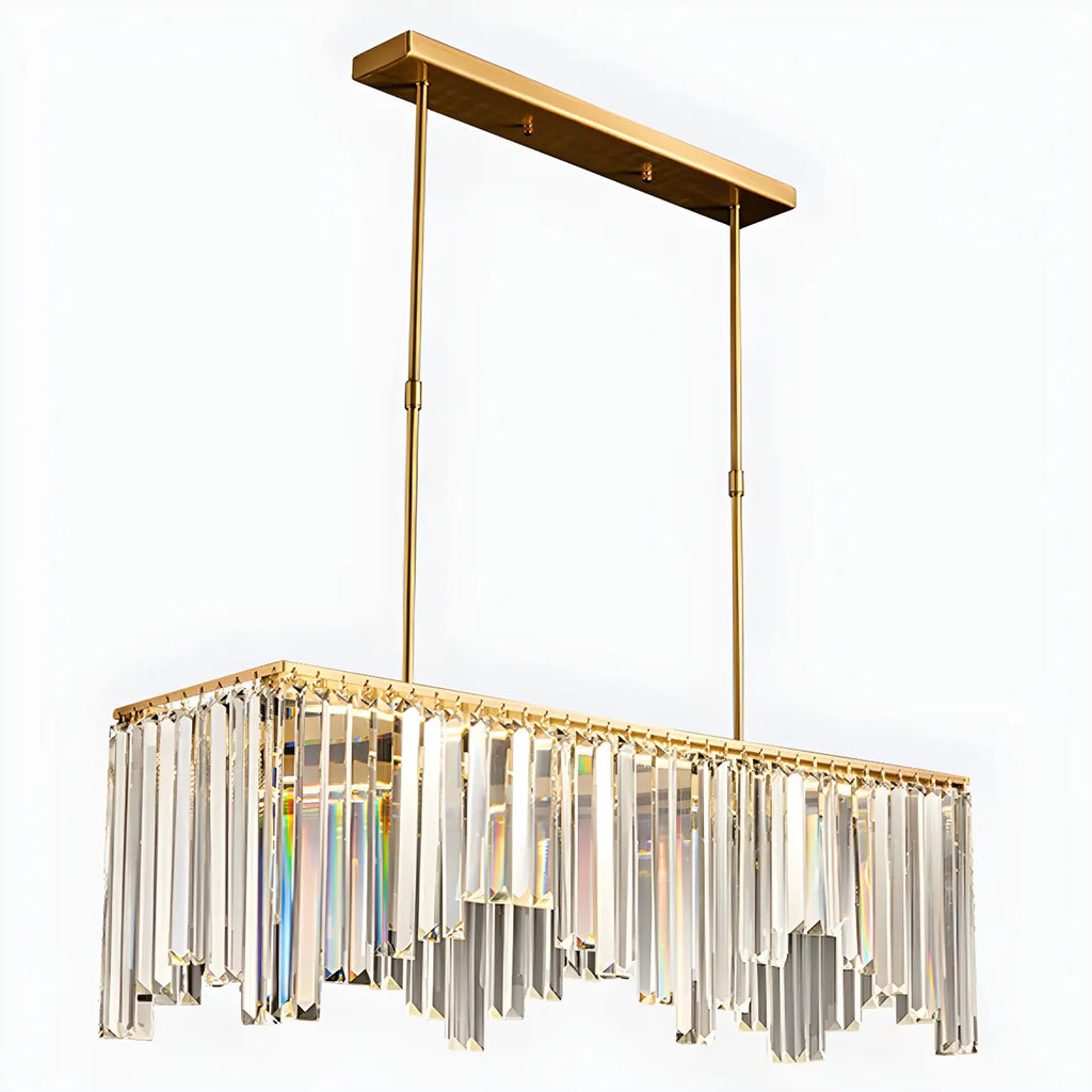 Lustre géométrique en cristal doré pour salle à manger