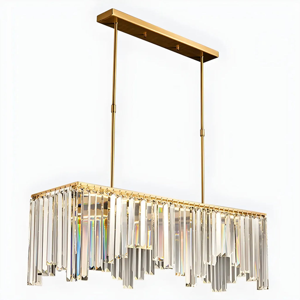 Lustre géométrique en cristal doré pour salle à manger