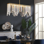 Lustre géométrique en cristal doré pour salle à manger