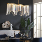 Lustre géométrique en cristal doré pour salle à manger