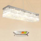 Lustre rectangulaire moderne en cristal argenté pour îlot central