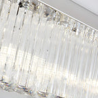 Lustre rectangulaire moderne en cristal argenté pour îlot central