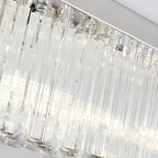 Lustre rectangulaire moderne en cristal argenté pour îlot central