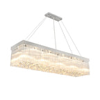 Lustre rectangulaire moderne en cristal argenté pour îlot central