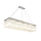 Lustre rectangulaire moderne en cristal argenté pour îlot central