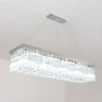 Lustre rectangulaire moderne en cristal argenté pour îlot central
