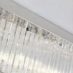 Lustre rectangulaire moderne en cristal argenté pour îlot central