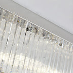 Lustre rectangulaire moderne en cristal argenté pour îlot central