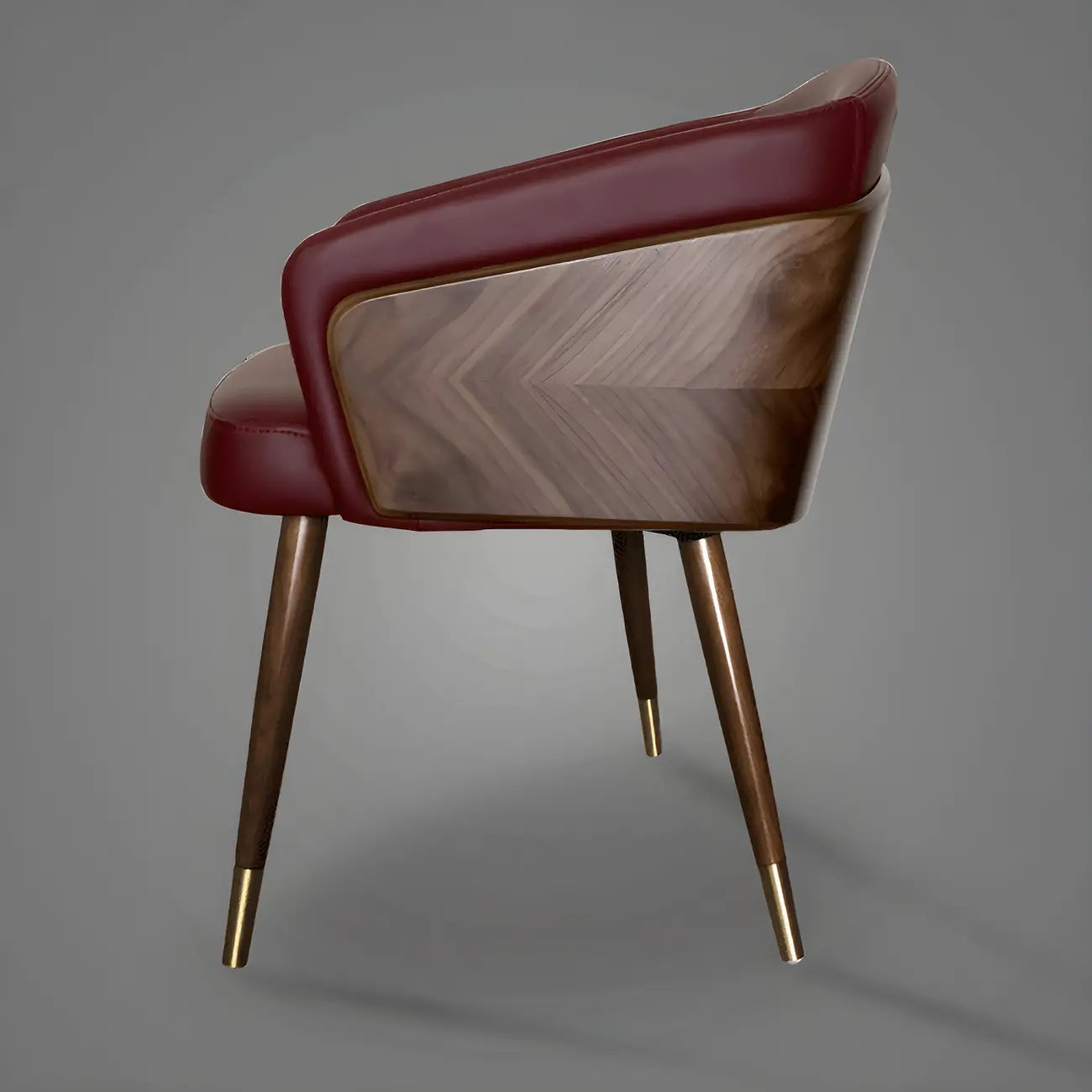 Chaise de salle à manger moderne avec accoudoirs, similicuir et bois, dossier bas