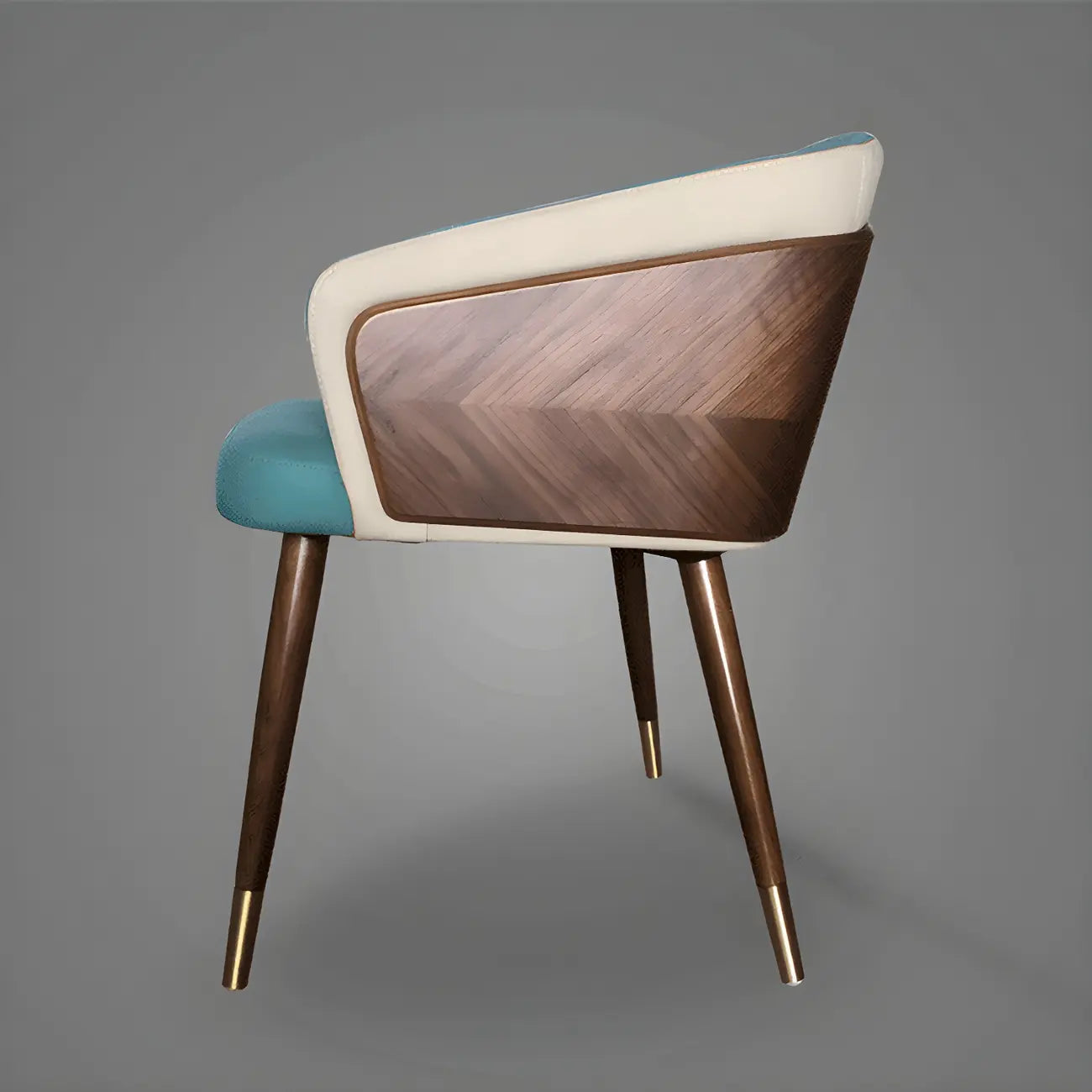 Chaise de salle à manger moderne avec accoudoirs, similicuir et bois, dossier bas