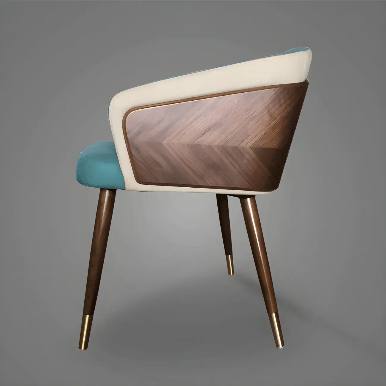 Chaise de salle à manger moderne avec accoudoirs, similicuir et bois, dossier bas