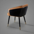 Chaise de salle à manger moderne avec accoudoirs, similicuir et bois, dossier bas