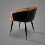 Chaise de salle à manger moderne avec accoudoirs, similicuir et bois, dossier bas