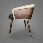 Chaise de salle à manger moderne avec accoudoirs, similicuir et bois, dossier bas