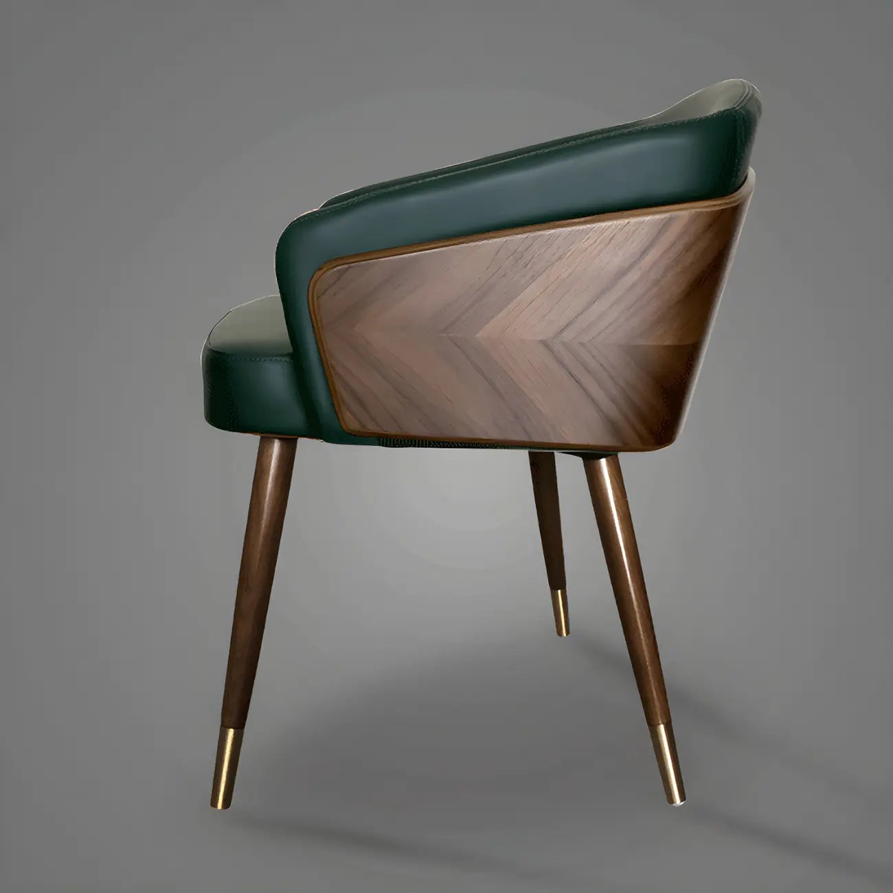 Chaise de salle à manger moderne avec accoudoirs, similicuir et bois, dossier bas