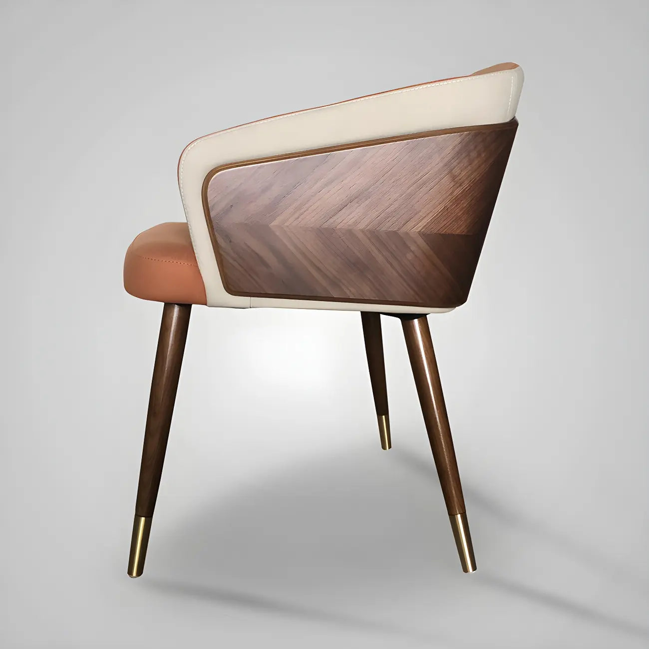 Chaise de salle à manger moderne avec accoudoirs, similicuir et bois, dossier bas