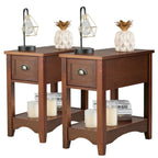 Gymax Lot de 2 Tables d'appoint Contemporaines Compactes avec Tiroir - 13" X 22" X 23" (L x l x H)