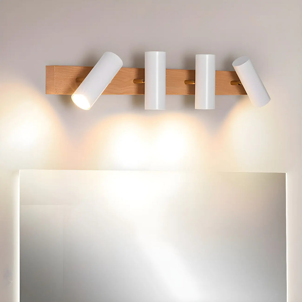 Appliques murales cylindriques blanches à 4 lumières pour salle de bain, câblées
