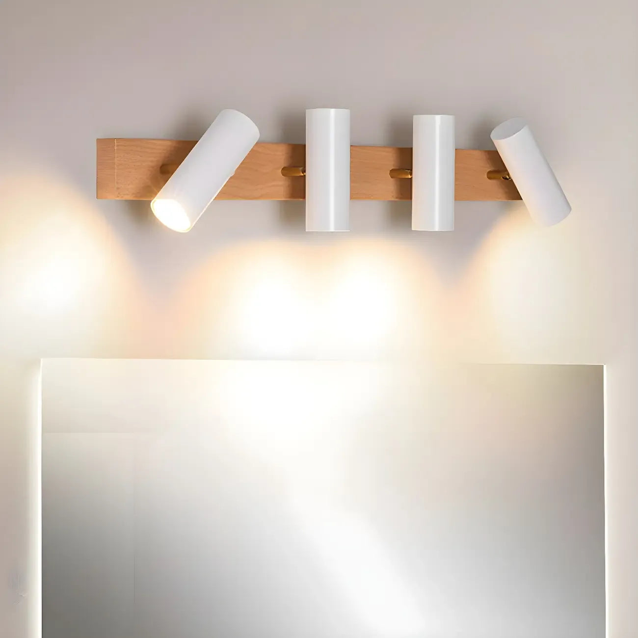 Appliques murales cylindriques blanches à 4 lumières pour salle de bain, câblées