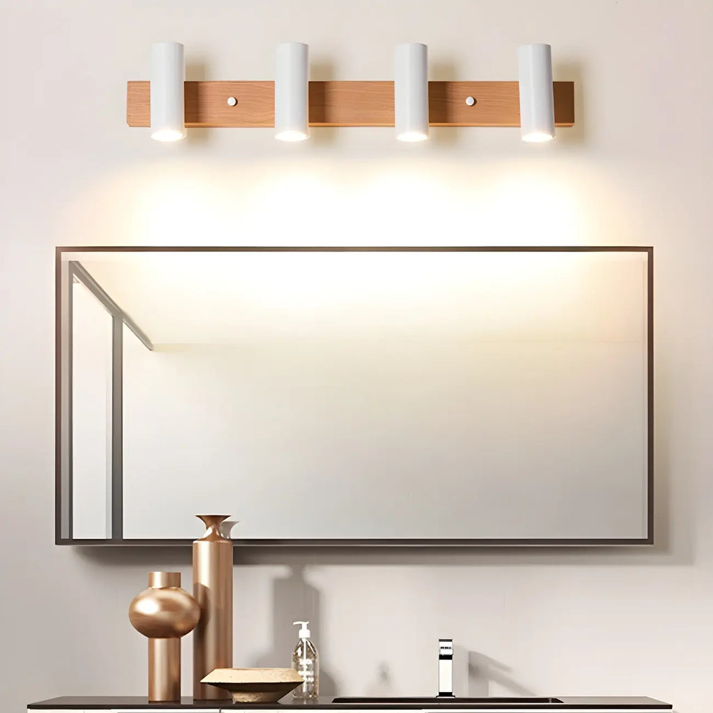 Appliques murales cylindriques blanches à 4 lumières pour salle de bain, câblées