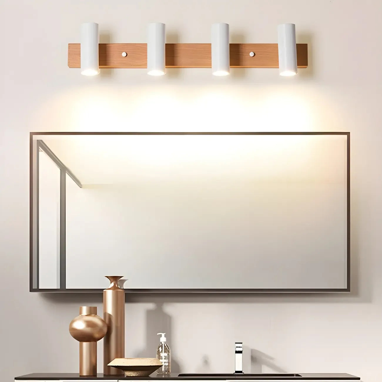 Appliques murales cylindriques blanches à 4 lumières pour salle de bain, câblées