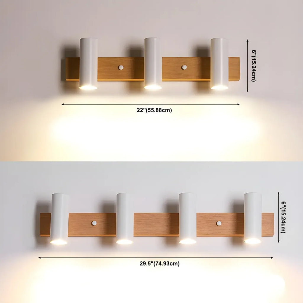 Appliques murales cylindriques blanches à 4 lumières pour salle de bain, câblées