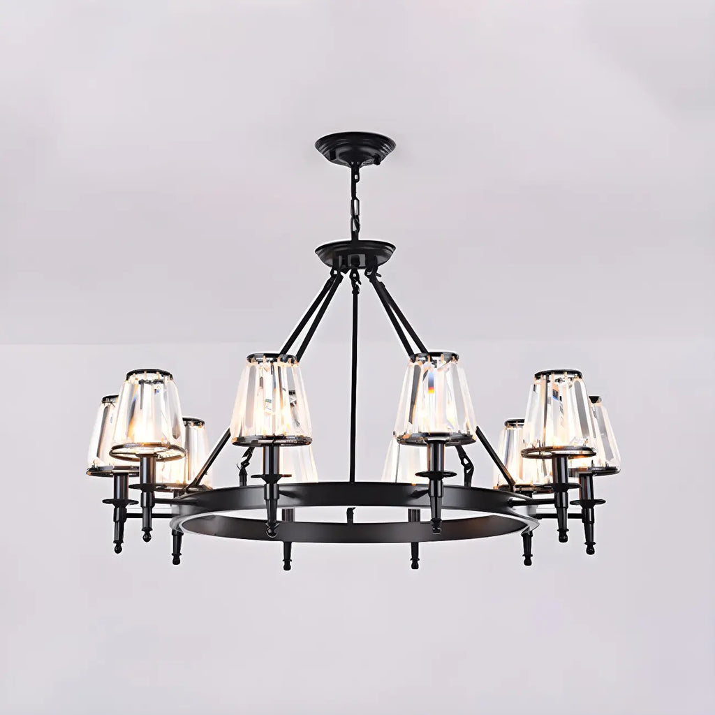 Lustre rustique avec abat-jour en cristal et chaîne réglable