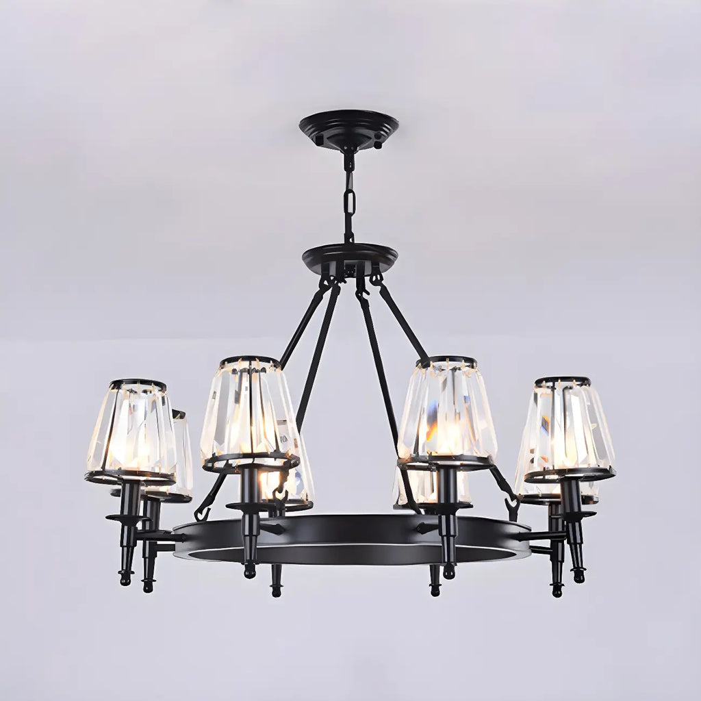 Lustre rustique avec abat-jour en cristal et chaîne réglable