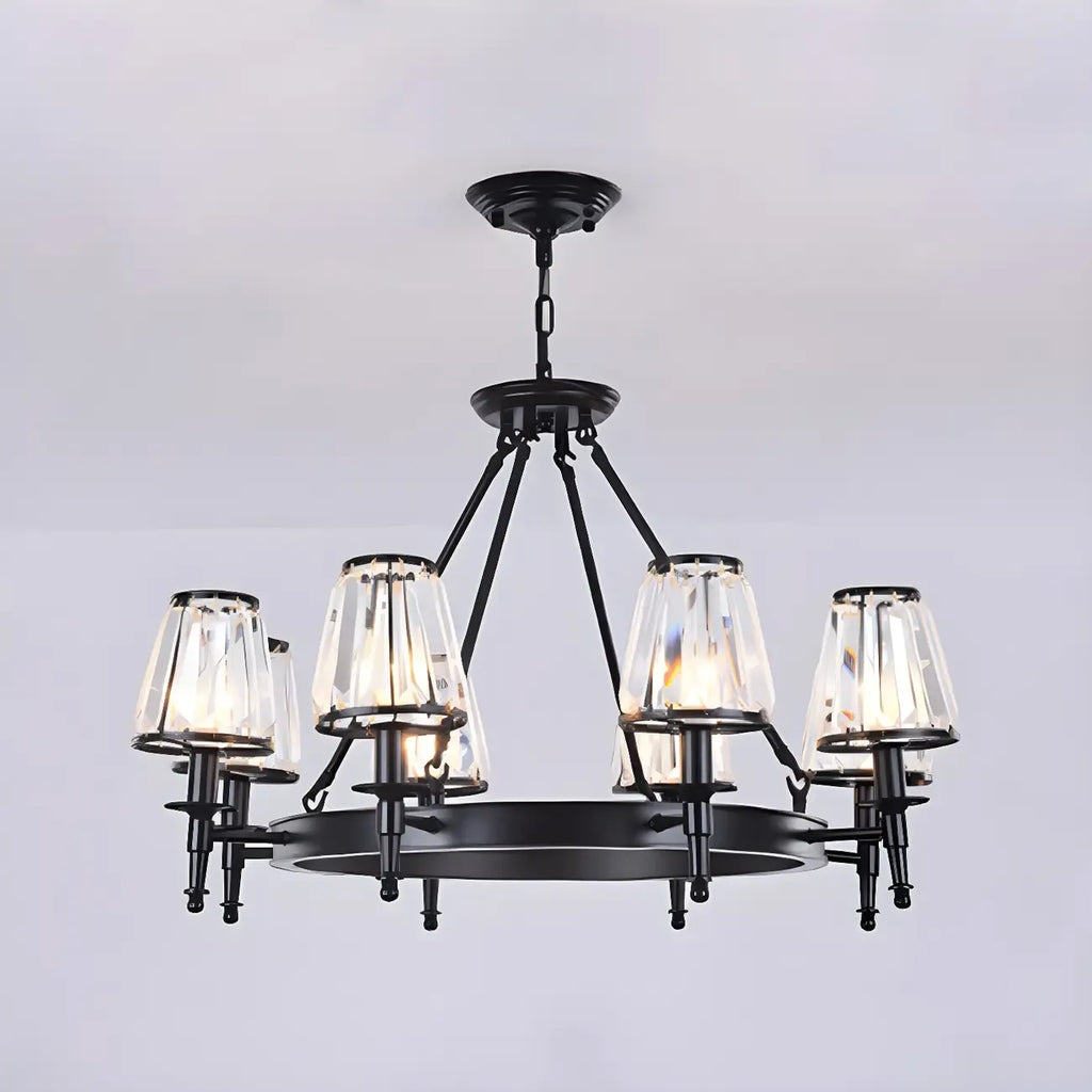 Lustre rustique avec abat-jour en cristal et chaîne réglable