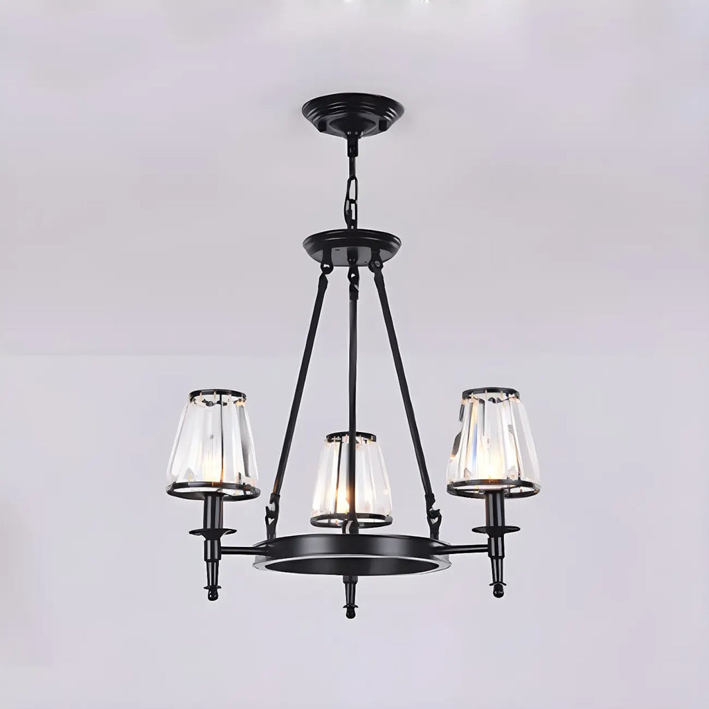 Lustre rustique avec abat-jour en cristal et chaîne réglable