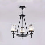 Lustre rustique avec abat-jour en cristal et chaîne réglable