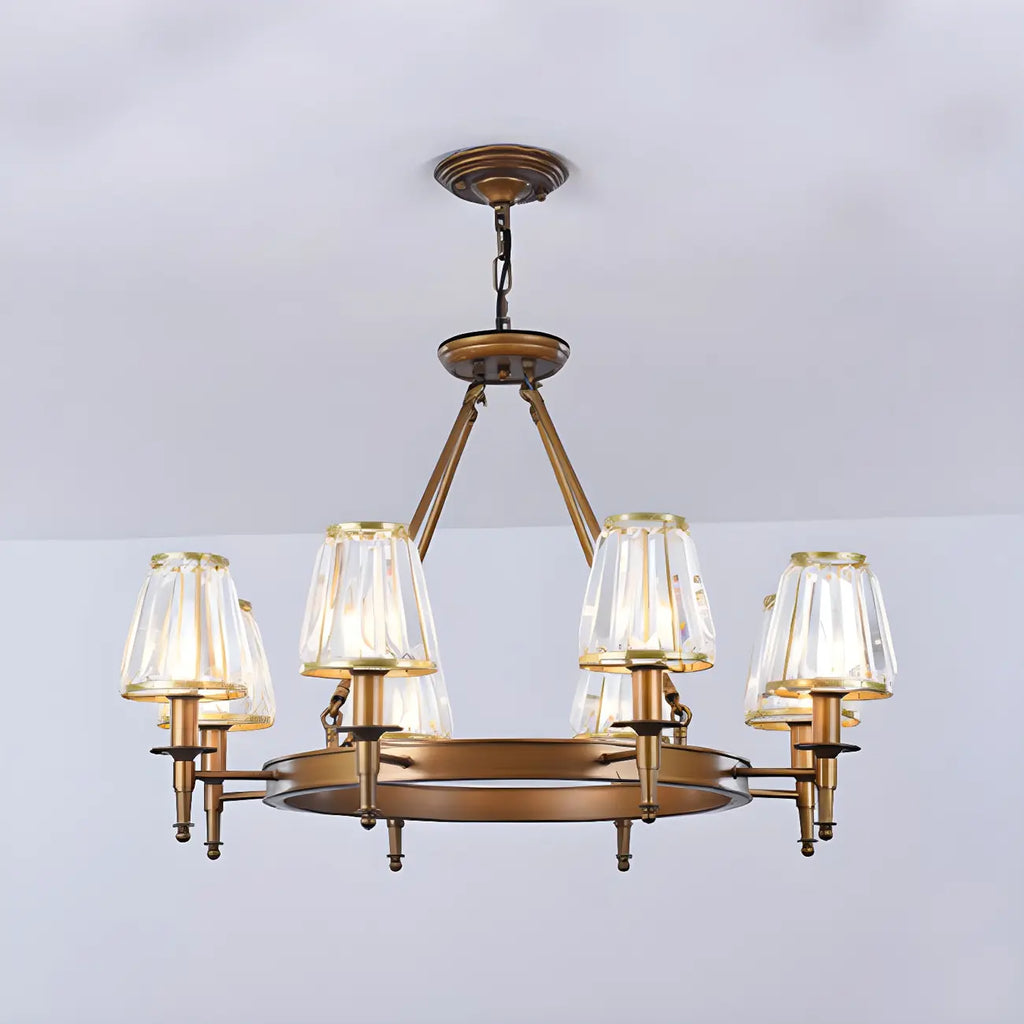 Lustre rustique avec abat-jour en cristal et chaîne réglable