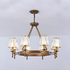 Lustre rustique avec abat-jour en cristal et chaîne réglable