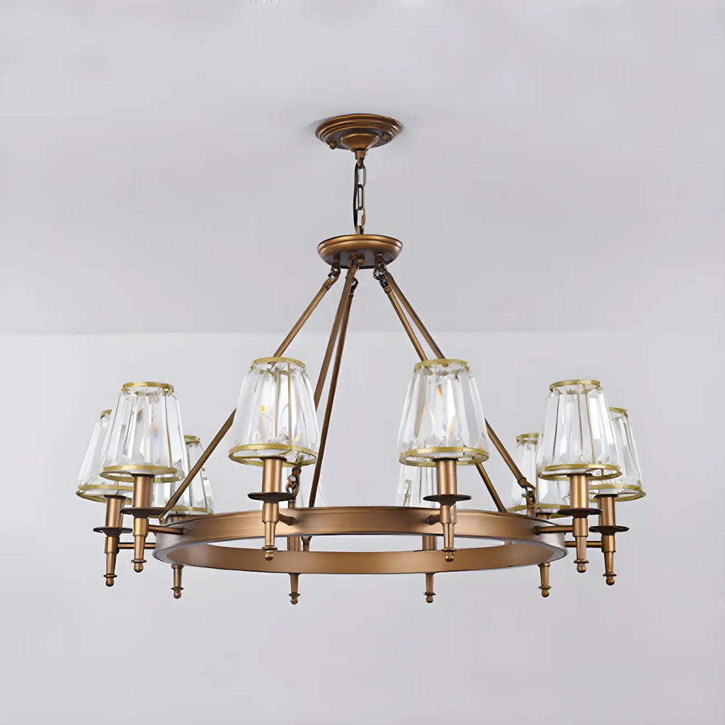 Lustre rustique avec abat-jour en cristal et chaîne réglable