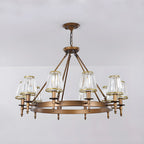 Lustre rustique avec abat-jour en cristal et chaîne réglable