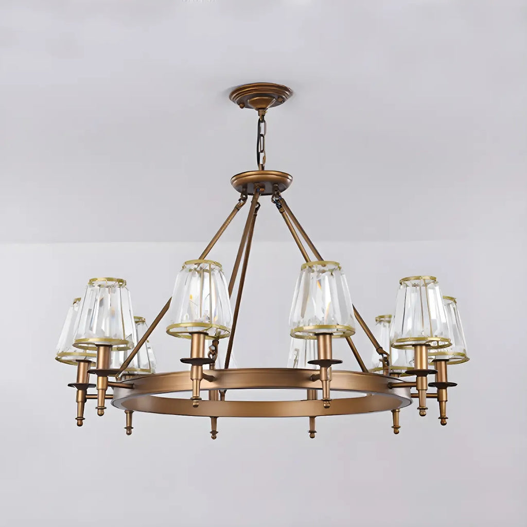 Lustre rustique avec abat-jour en cristal et chaîne réglable