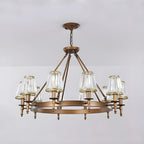 Lustre rustique avec abat-jour en cristal et chaîne réglable
