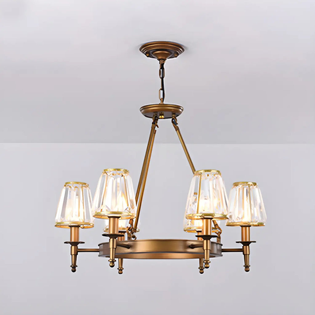 Lustre rustique avec abat-jour en cristal et chaîne réglable