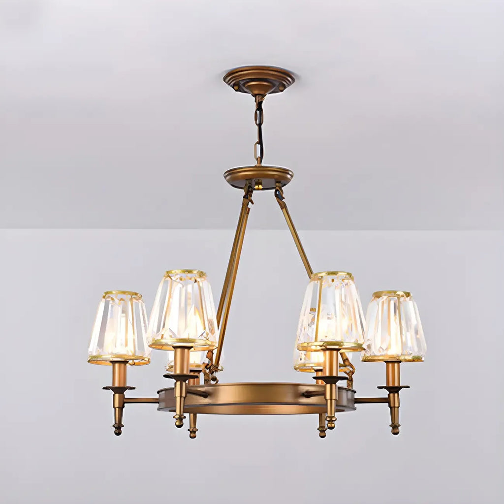 Lustre rustique avec abat-jour en cristal et chaîne réglable