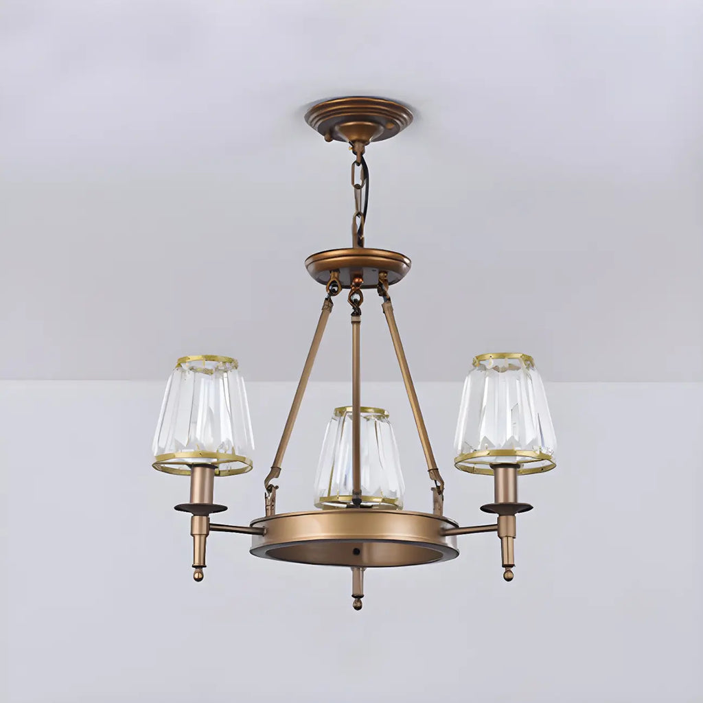 Lustre rustique avec abat-jour en cristal et chaîne réglable