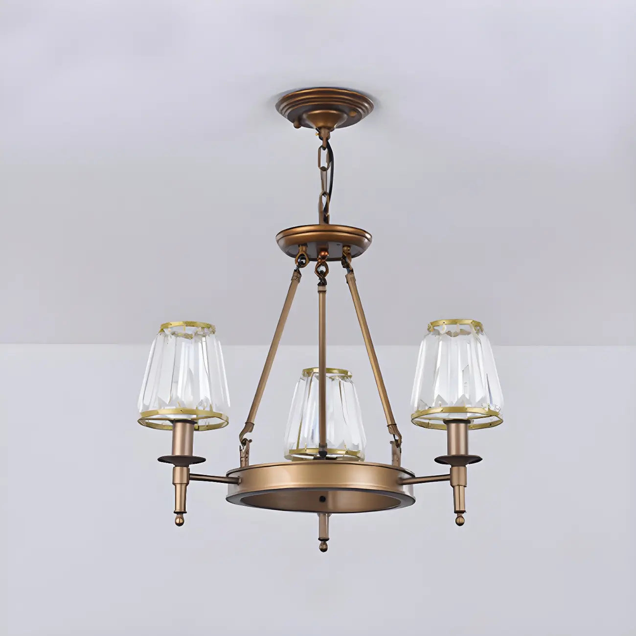 Lustre rustique avec abat-jour en cristal et chaîne réglable