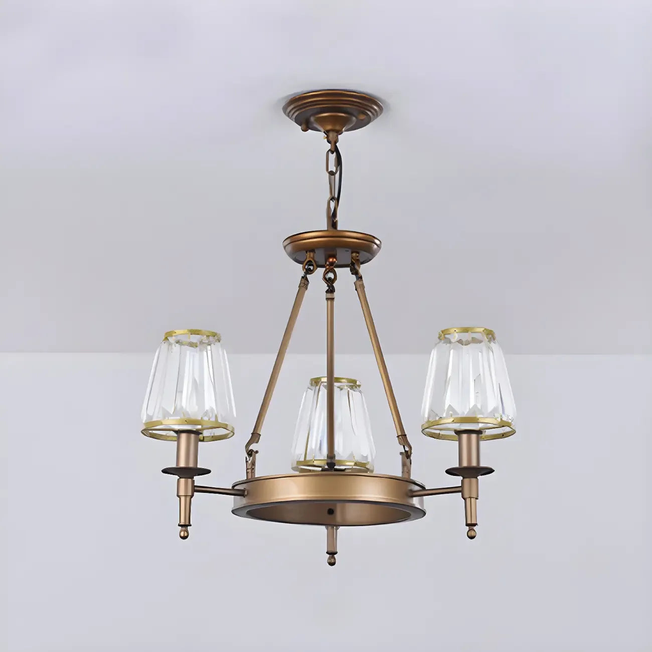 Lustre rustique avec abat-jour en cristal et chaîne réglable