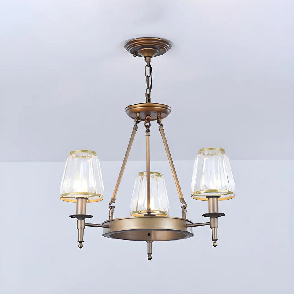 Lustre rustique avec abat-jour en cristal et chaîne réglable